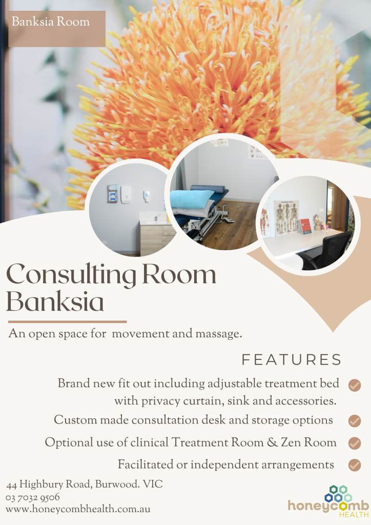Advertising flyer for the Banksia Consulting room
